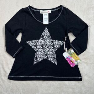 Everbloom Girl 24 Months Black Silver Star Flower Long Sleeve Tunic Top